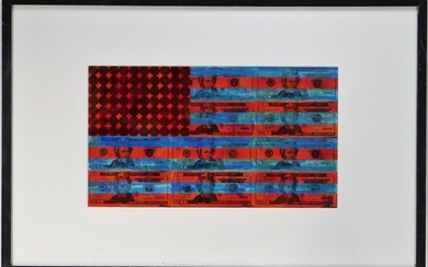 James Bridge American Flag Mixed Media Painting