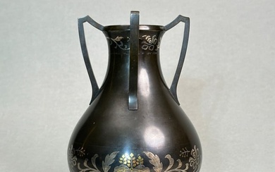 Japanese Art Deco Influence Mixed Metal Vase