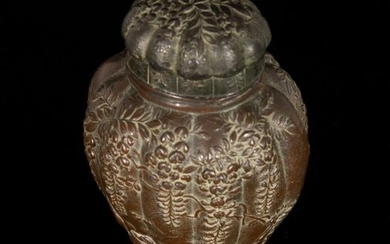 Japanese Meiji Period Copper Relief Vase