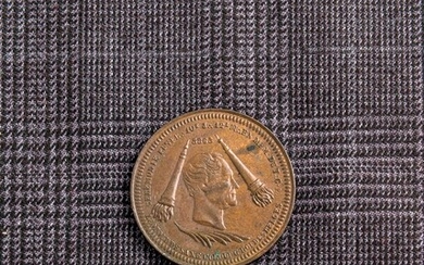 Jeton du Grand Orient de Belgique en cuivre avec l’inscription Cérémonie Funenb. : 10 EJ. : 12 EM. : en mem. : du T. : G. : F. : Léopold de Saxe Cobourg Roi des Belges
