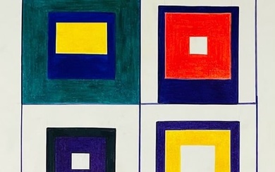 Josef Albers (Boceto) 30x 30 cm. Oil on White Cardboard. 1970's