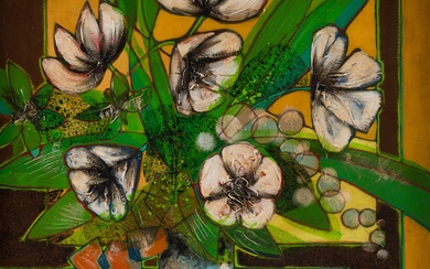 Jules ALVARD (né en 1945), Le bouquet blanc. Huile sur toile. Signée en bas à...