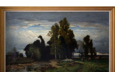 Jules Dupre 1811-1889 Barbizon Landscape Oil Painting