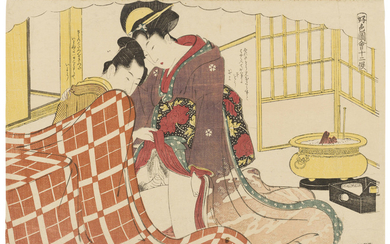 KATSUKAWA SHUNCHO (ACTIVE CIRCA 1780-1801), An amorous couple beside a brazier