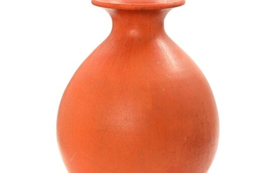 SOLD. Kähler: Earthenware floor vase, decorated with orange uranglaze. Signed HAK. Manufactured by Kähler. H. 50 cm. – Bruun Rasmussen Auctioneers of Fine Art