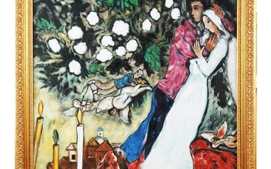 LARGE MIXED MEDIA PAINTING AFTER MARC CHAGALL