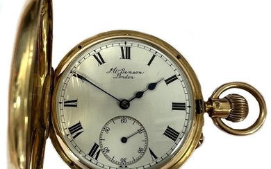 LOT WITHDRAWN J.W.Benson, London – An 18ct gold half hunter pocket watch