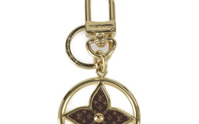 LOUIS VUITTON Louis Vuitton Porto Cle LV Treasured Keychain M01207 Metal Monogram Canvas Gold Brown