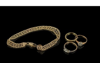 Ladies 9ct Gold Fancy Link Bracelet, weight 6 grams, togethe...