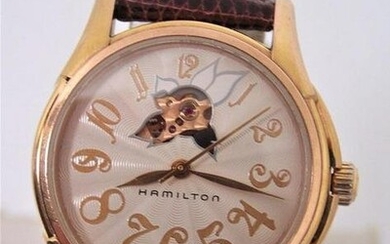 Ladies Rose Gold Plated Jazzmaster Open HAMILTON Automatic Watch H323450* EXLNT