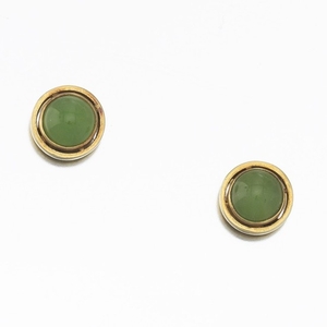 Ladies' Vintage Gold and Jade Pair of Earrings