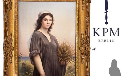 Large 19th C. KPM 'Een Tegel Met Voorstelling Van Ruth' Porcelain Plaque Signed By R Dittrich