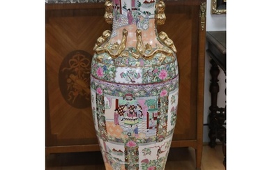 Large Chinese porcelain Famille rose porcelain vase on stan...