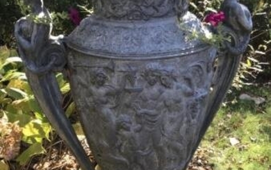 Large Scale Figural Cast Garden Planter Urn