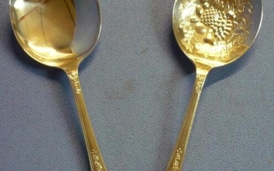 Large pair of Sheffield 1994 silver hallmarked fruit serving...