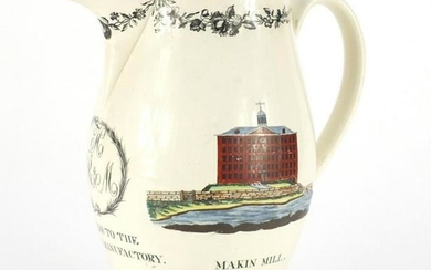 Late 18th/early 19th century creamware jug, decorated