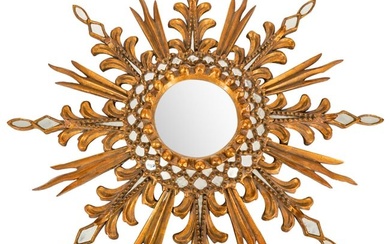 Late 20th Century Sunburst Carved Giltwood Mirror