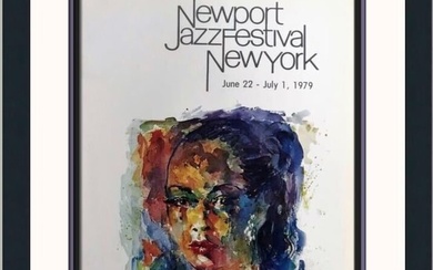 Leroy Neiman Newport Jazz Festival NY Billie Holiday Custom Framed Print