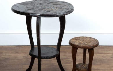 Liberty & Co Two 'Japanese' occasional tables, the tallest wit...