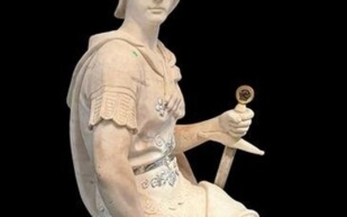 Life Size Marble Sculpture of a Seated Soldier