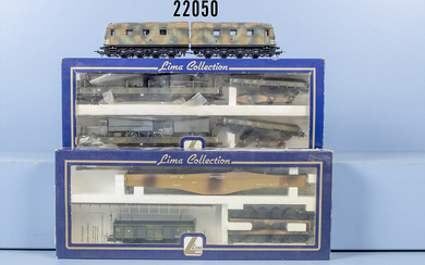Lima H0 Eisenbahngeschützzug, dabei Doppeldiesellok, BR V188, 1 Eisenbahngeschütz und 5 ...