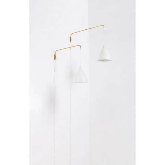 Lisa Johansson-Pape (1907-1989) Pair of sconces Brass and lacquered aluminum Edited by Orno