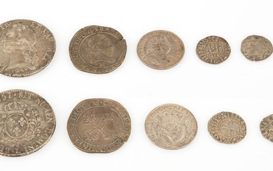 Lot de 5 monnaies royales françaises en argent :Denier d’Orléans de Philippe Ier, Denier parisis...