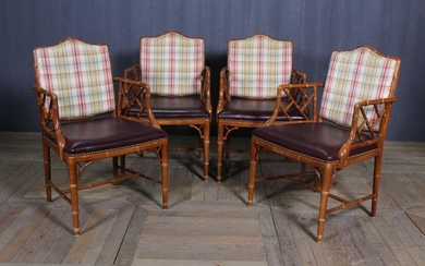 Lot of 4 Faux Bamboo Armchairs