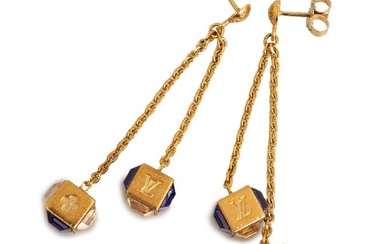 Louis Vuitton Crystal Gamble Drop Earrings