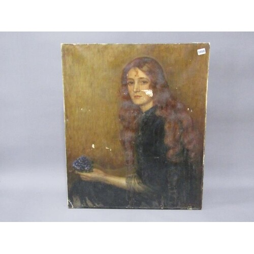 MABEL B MESSER PORTRAIT OF A LADY, UNFRAMED OIL ON CANVAS 76...