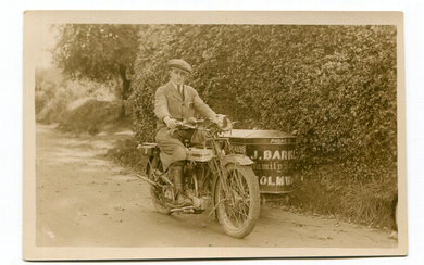 MOTORCYCLES. A collection of 61 postcards, photographs and reprints of pre-1930 motorcycles and moto
