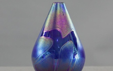 MSH ASH Studio Art Glass Paperweight Bud Vase, Signed