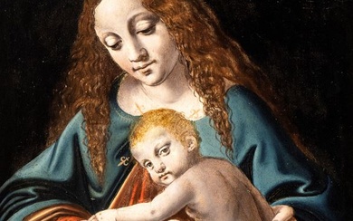 Madonna and Child (Madonna dei Fiori), Fine XV - Inizio XVI secolo, Cerchia di Leonardo da Vinci (Ambrogio de' Predis?)