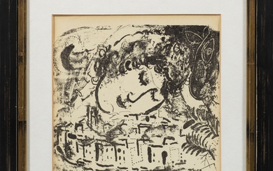 Marc Chagall (1887 Vitebsk - 1985 Saint-Paul-de-Vence) "Le Village (Le Village). Titre original Lithographie/vélin léger,...