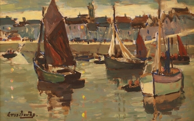 Marcel GROSCLAUDE (1888-1991) "Douarnenez, le port" hsi sbg 41x27