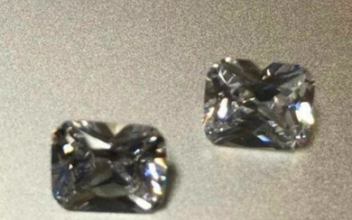 Matched Pair, 4.3ct Octagon Lab-created BiancoÂ®