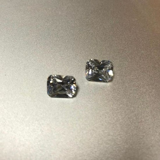 Matched Pair, 7.9ct Octagon Lab-created BiancoÂ®