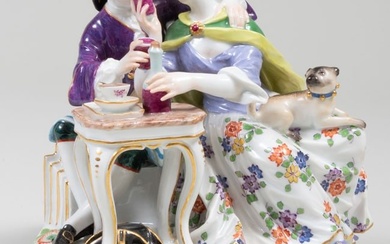 Meissen Porcelain Figure Group of a Couple Enjoying Libations