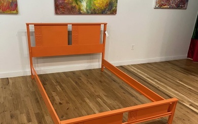 Mid-Century Modern orange Bed frame Full size