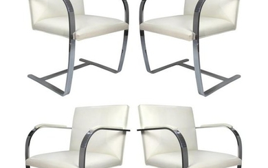 Mies Van Der Rohe, Knoll Flat Bar Brno Chairs, Eggshell