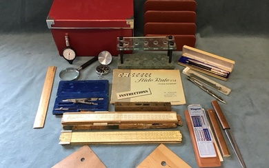 Miscellaneous desk accessories - a marble pen rack, a leather...