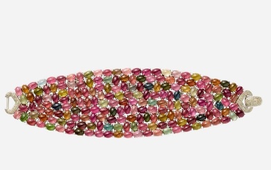 Multi-color tourmaline and diamond bracelet