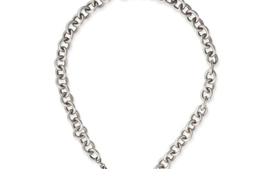 NO RESERVE - TIFFANY & CO., A HEART TAG NECKLACE comprising a trace chain suspending a heart shaped