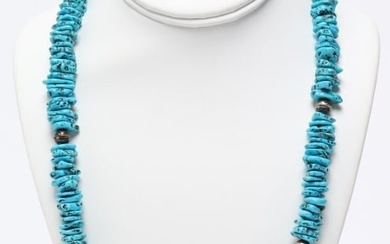 Native American Indian Silver & Turquoise Necklace