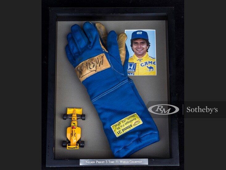 Nelson Piquet Race Worn and Signed Gloves