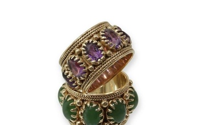 Nephrite and Amethyst Rings