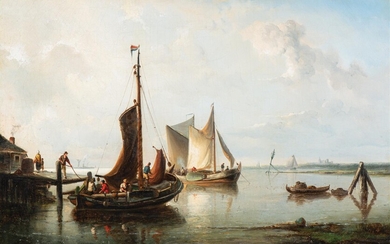 (-), Nicolaas Riegen (Amsterdam 1827 - 1889) Fishing...