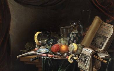 Niederländischer Maler des 17. Jahrhunderts, STILLLEBEN MIT FRüCHTEN UND GEFäSSEN