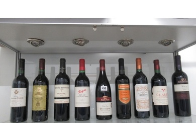 Nine bottles of red wine including Cotes du Rhone, Rioja, Cl...