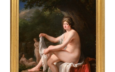 ÖLENHAINZ Friedrich. (1745-1804). « Diane au bain ou portrait présume de Katerina Odescalchi en diane...